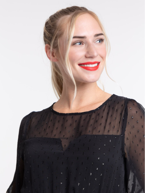 Robe longue plumetis noire femme Robe longue plumetis noire femme