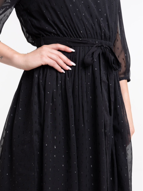 Robe longue plumetis noire femme Robe longue plumetis noire femme