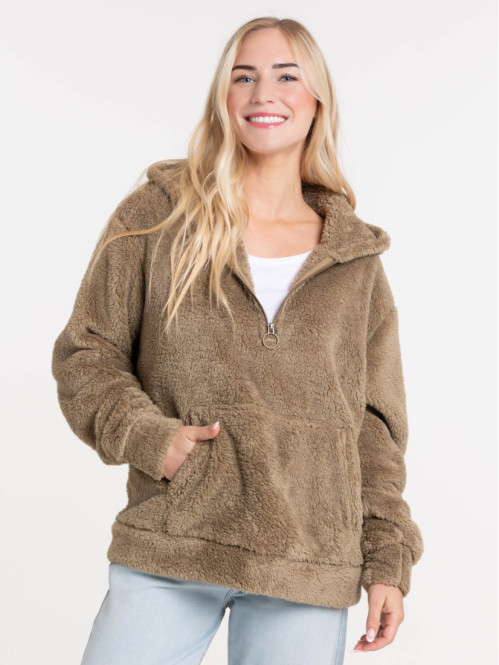 Sweat polaire argile verte femme