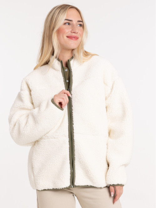 Sweat sherpa écru femme