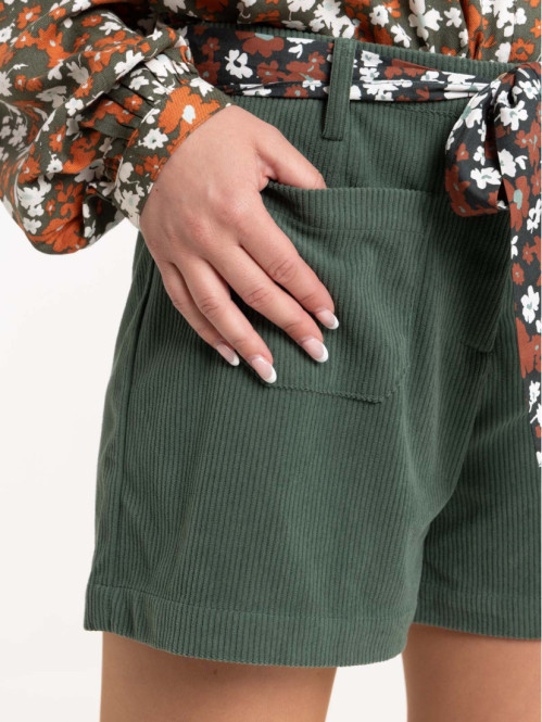 Short velours ceinture imprimée femme Short velours ceinture imprimée femme