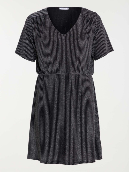 Robe noire col V grande taille femme