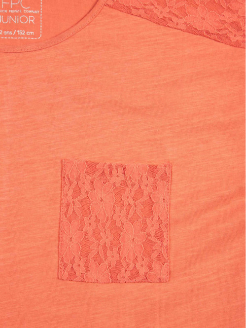 T-shirt détail dentelle fille (10-16A) T-shirt détail dentelle fille (10-16A)