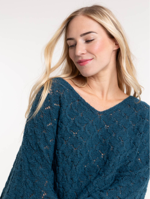 Pull col v pétrole femme Pull col v pétrole femme