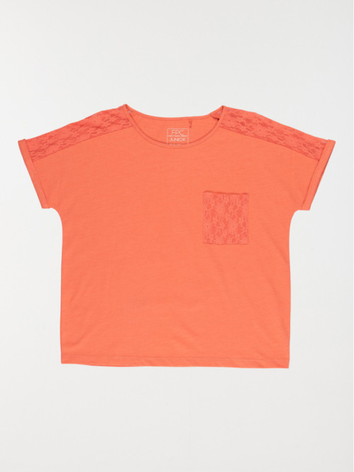 T-shirt détail dentelle fille (10-16A)