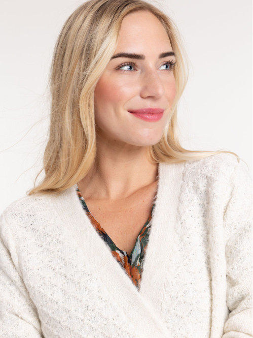 Gilet ouvert long écru femme Gilet ouvert long écru femme