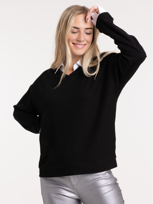 T-shirt 2 en 1 style chemise femme