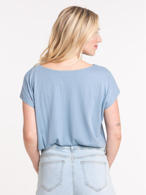 T-shirt col V dentelle femme