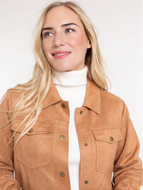Veste suédine pressionnée femme