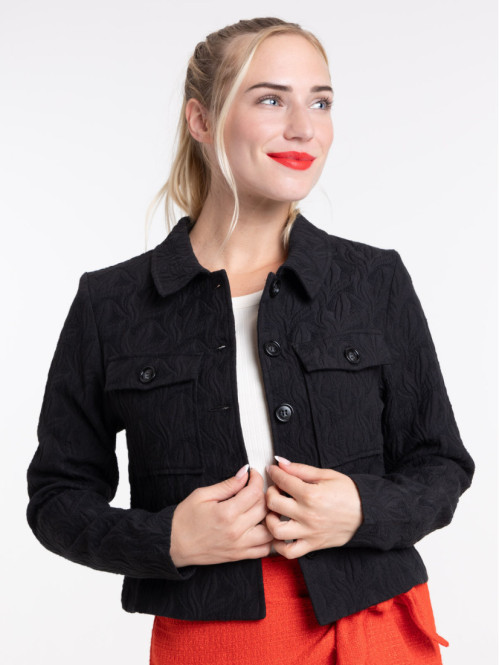 Veste noire jacquard femme