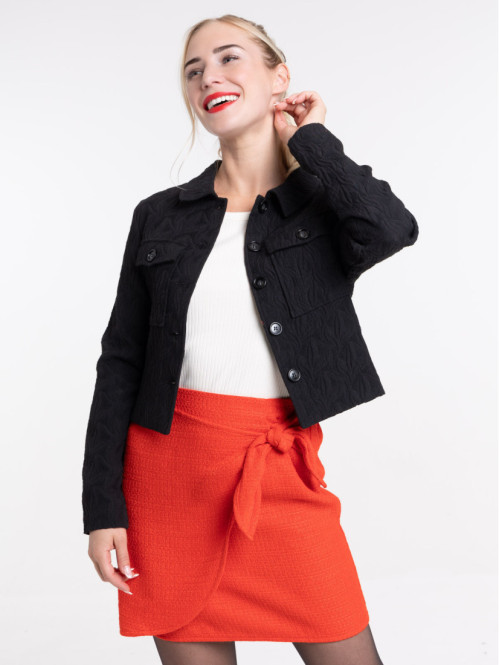 Veste noire jacquard femme