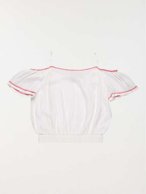 Blouse blanche bretelles fille (10-16A) Blouse blanche bretelles fille (10-16A)