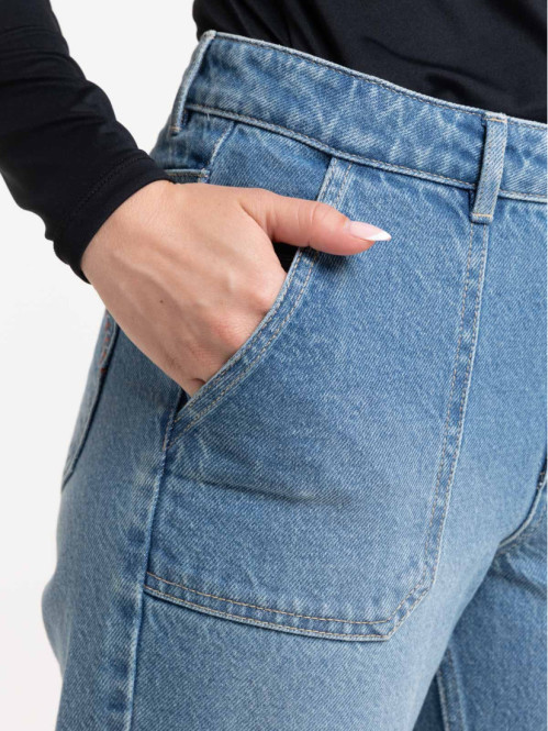 Jean droit broderies poches femme Jean droit broderies poches femme