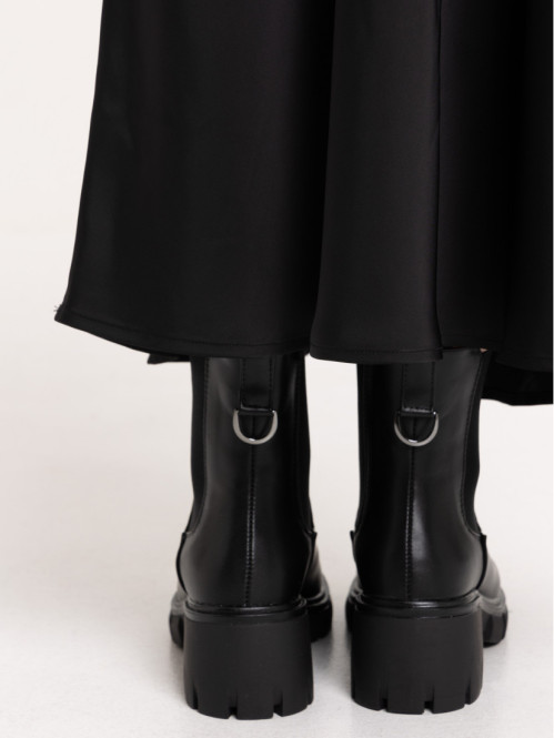 Jupe longue satin noire femme