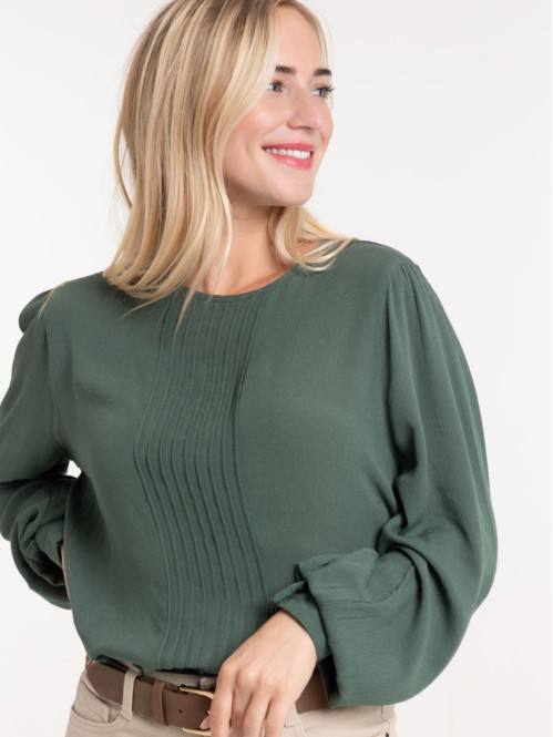 Blouse vert foncé fluide femme