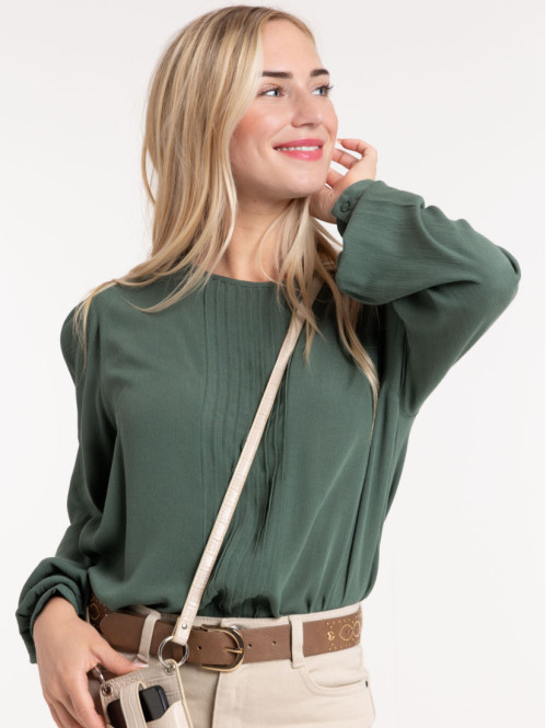 Blouse vert foncé fluide femme
