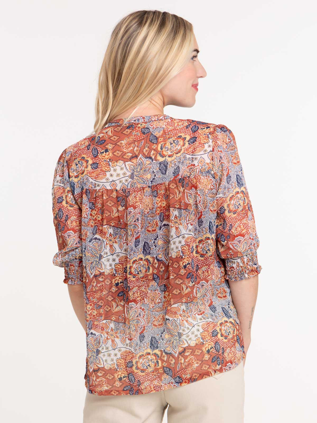Chemise voile imprimé fantaisie femme