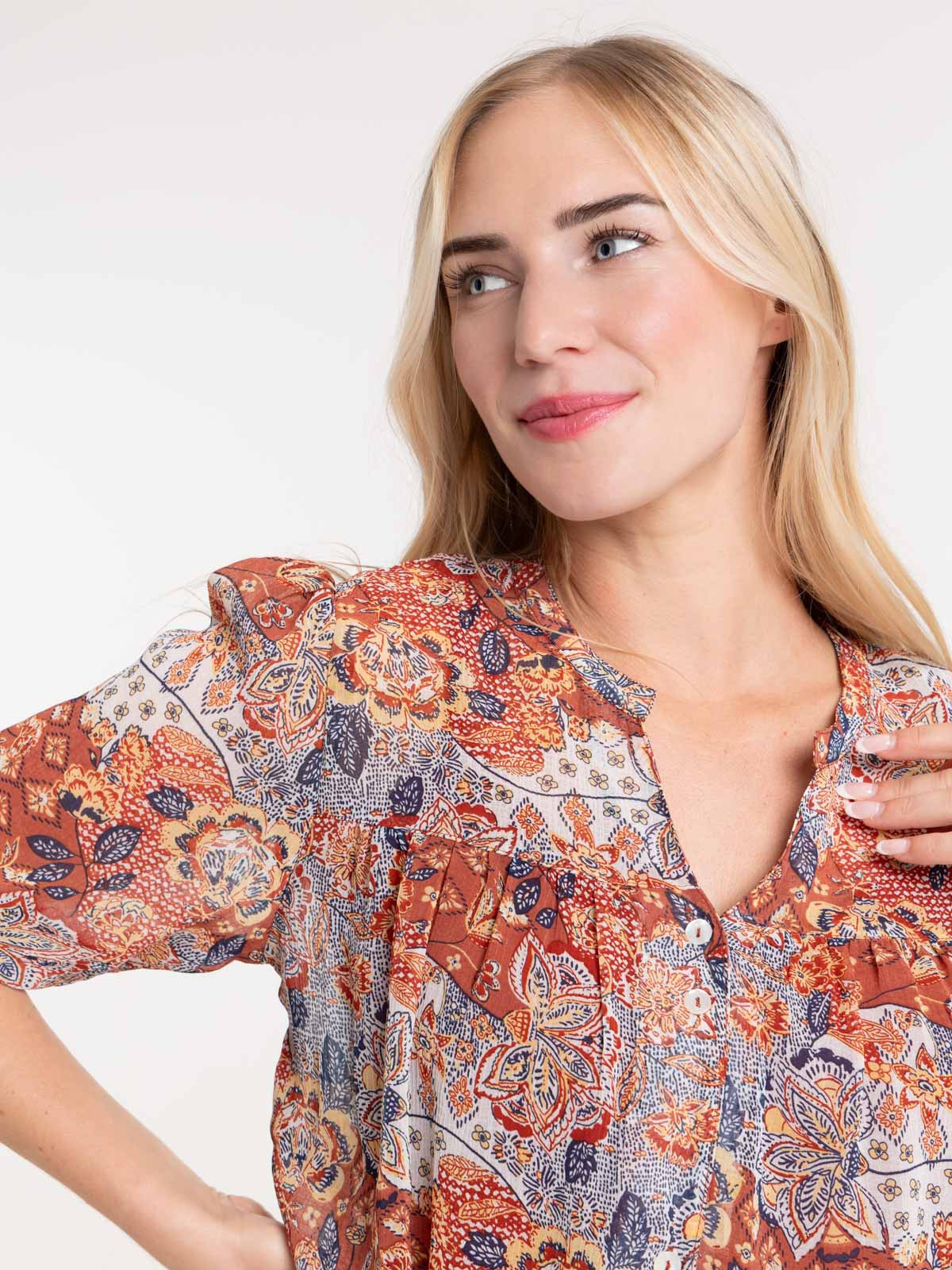 Chemise voile imprimé fantaisie femme