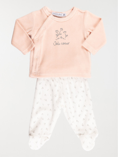 Pyjama naissance joli coeur fille (0-9M)