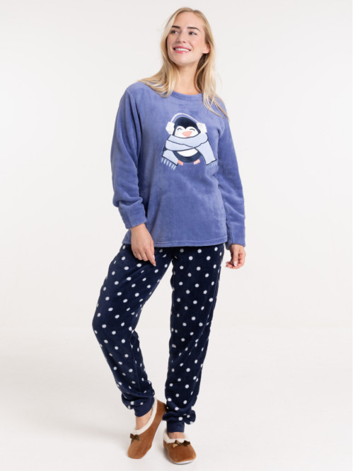 Pyjama polaire pingouin femme