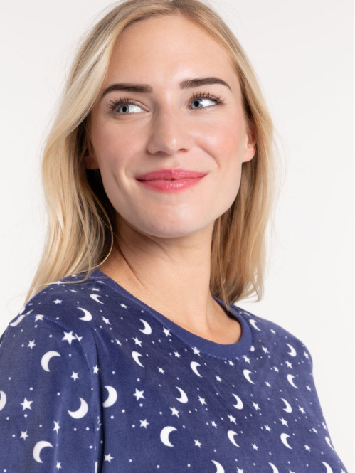 Pyjama velours lunes et étoiles femme Pyjama velours lunes et étoiles femme