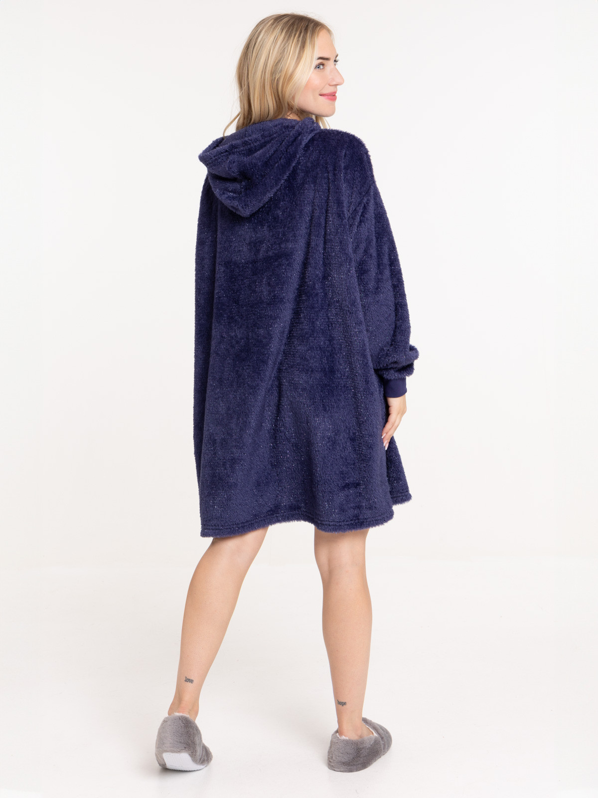 Sweat plaid bleu nuit femme