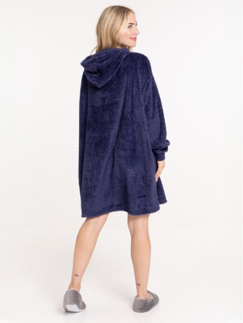 Sweat plaid bleu nuit femme