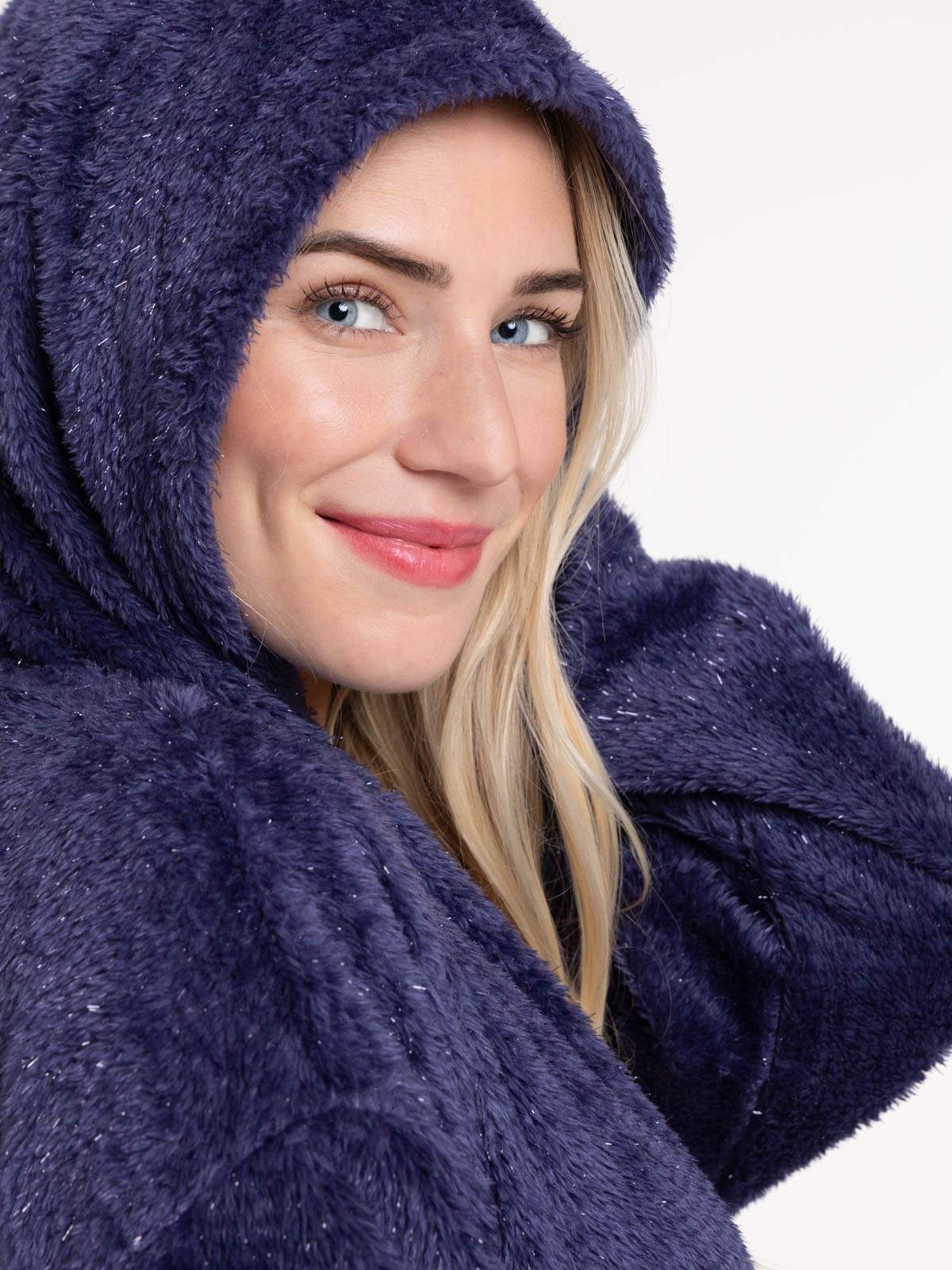 Sweat plaid bleu nuit femme