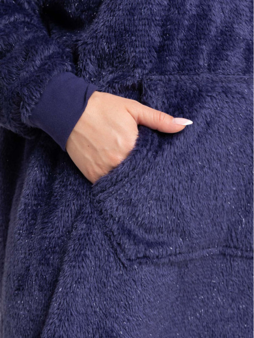 Sweat plaid bleu nuit femme