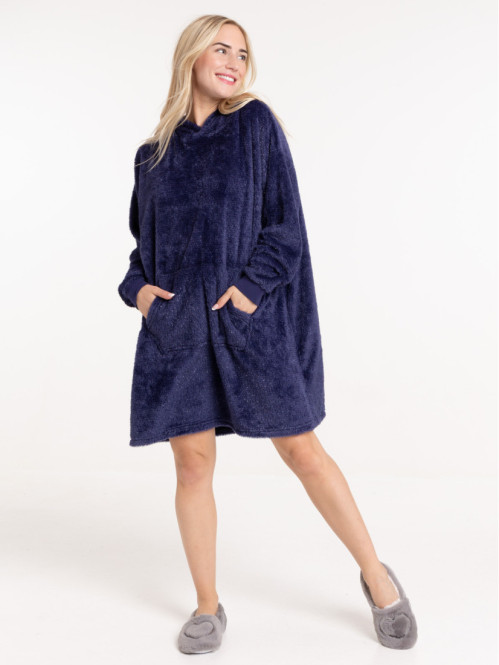 Sweat plaid bleu nuit femme