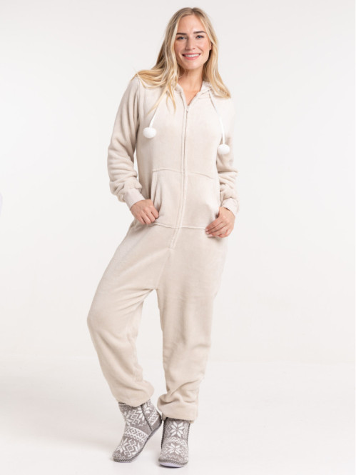Combinaison de nuit beige grisé femme