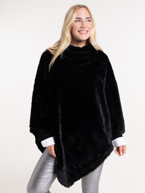 Poncho tout doux noir femme Poncho tout doux noir femme
