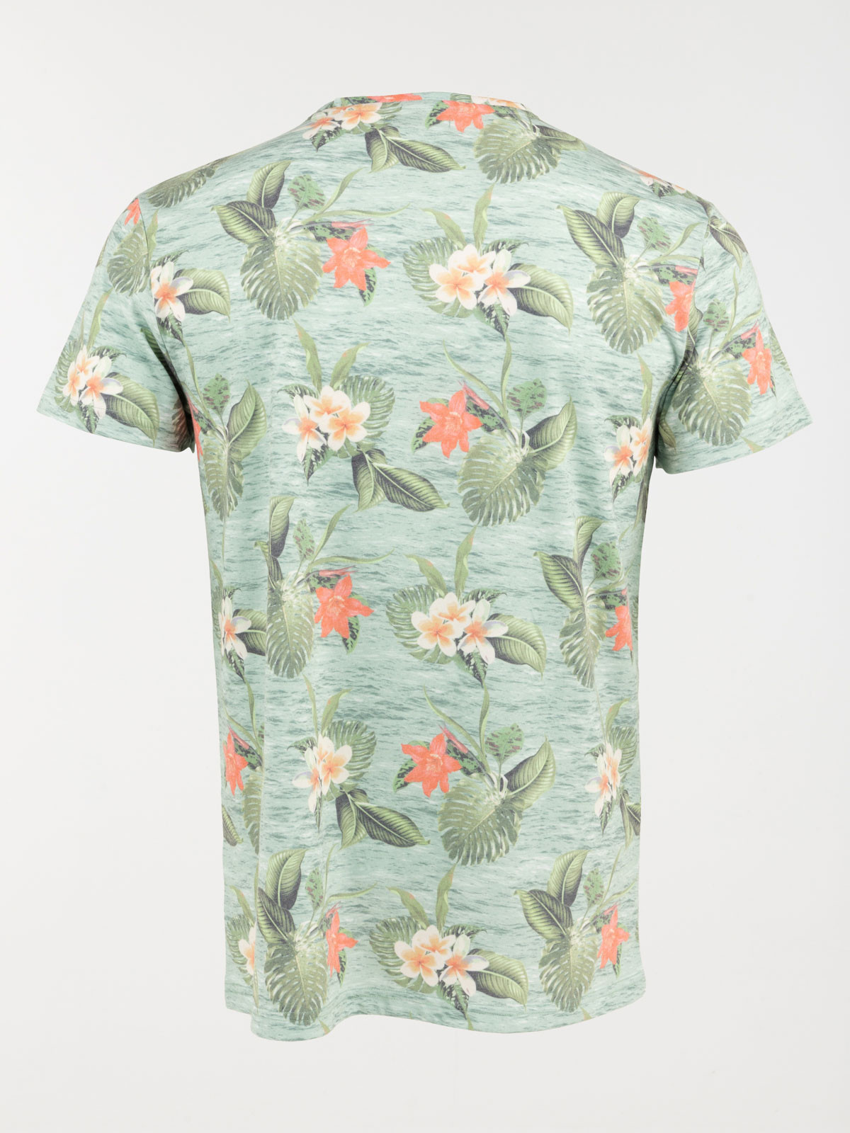 Tee-shirt tropical beige grisé homme