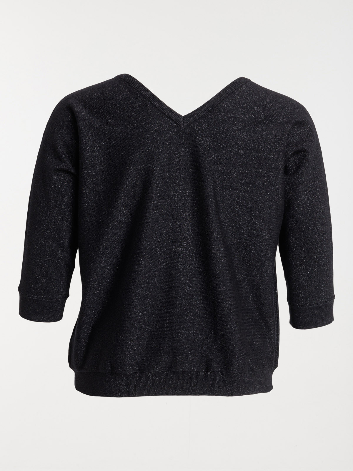 Pull noir col V grande taille femme