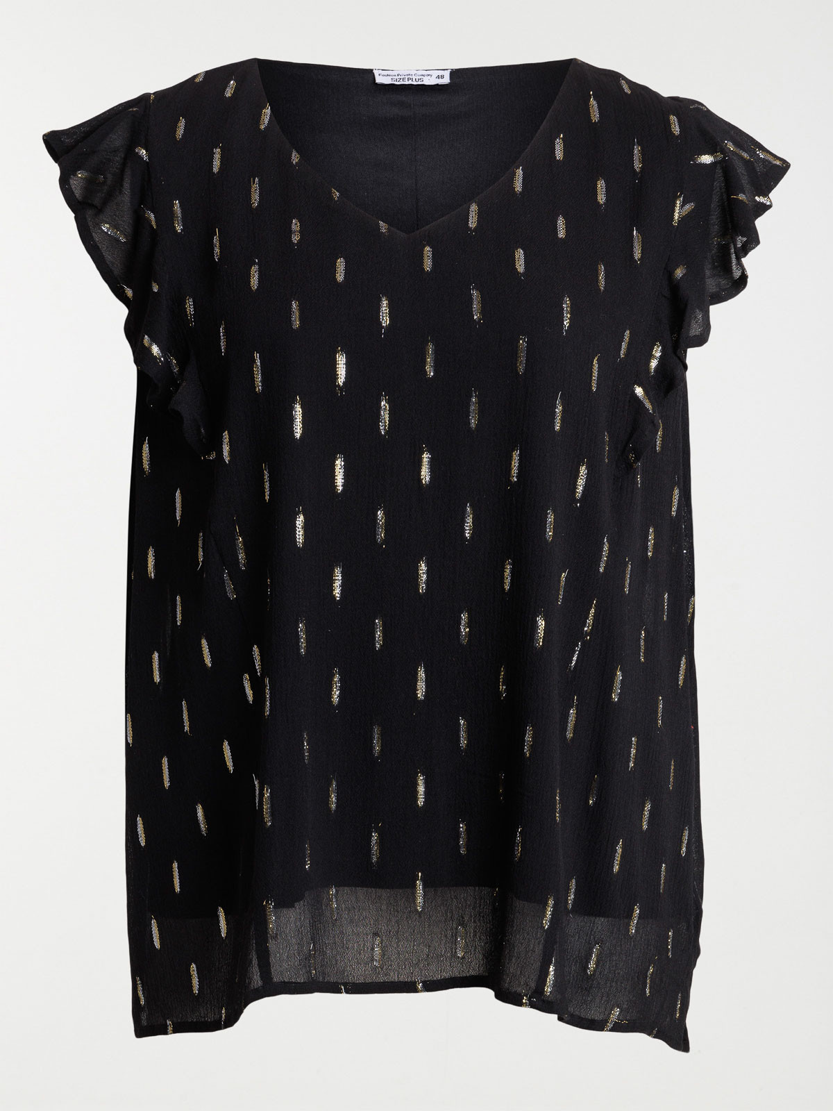 Blouse noire col V grande taille femme