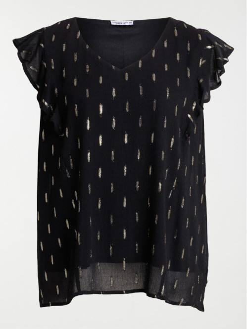 Blouse noire col V grande taille femme