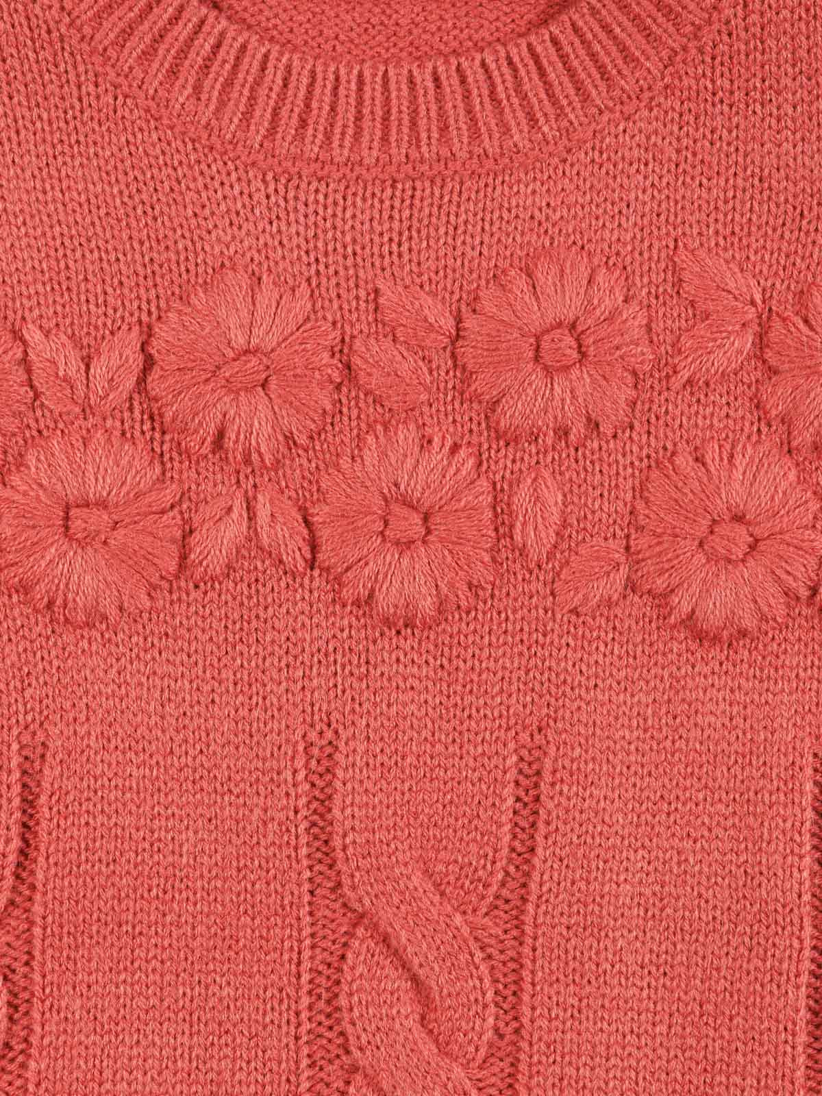 Pull broderies fleurs fille (3-12A)