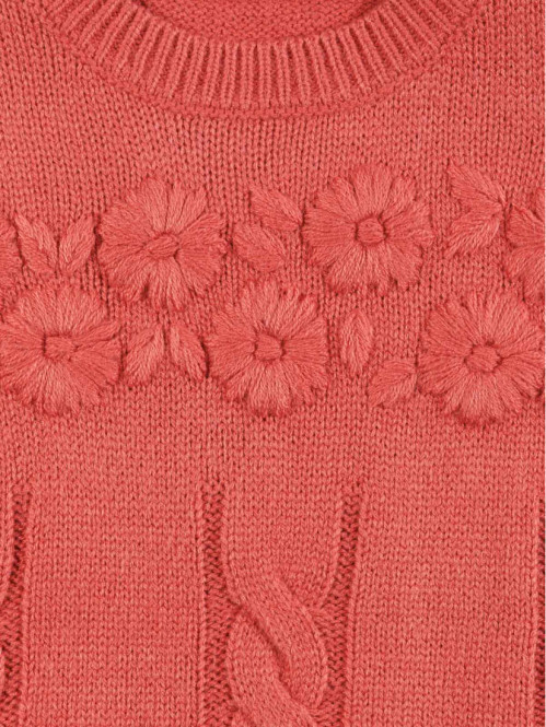 Pull broderies fleurs fille...