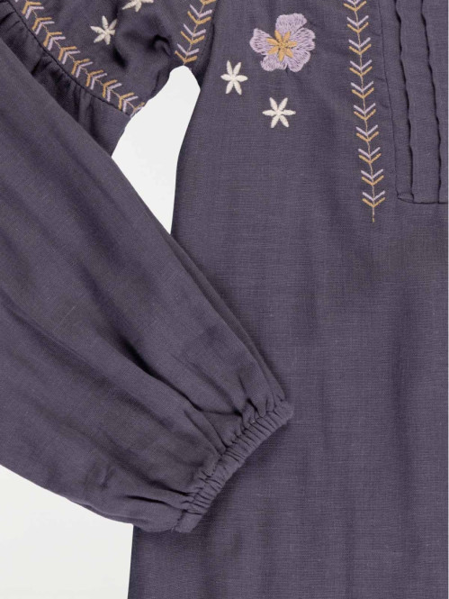 Robe broderies fleurs fille...