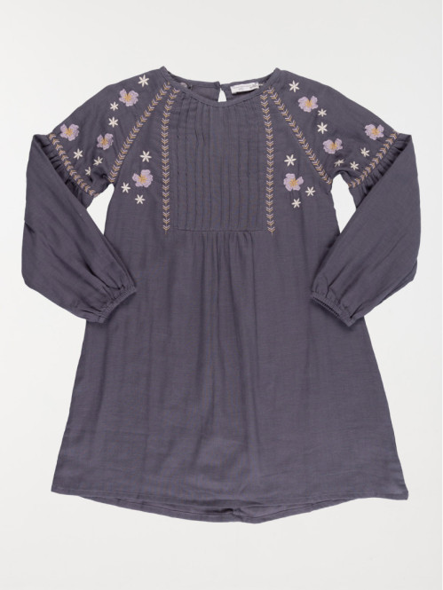 Robe broderies fleurs fille...