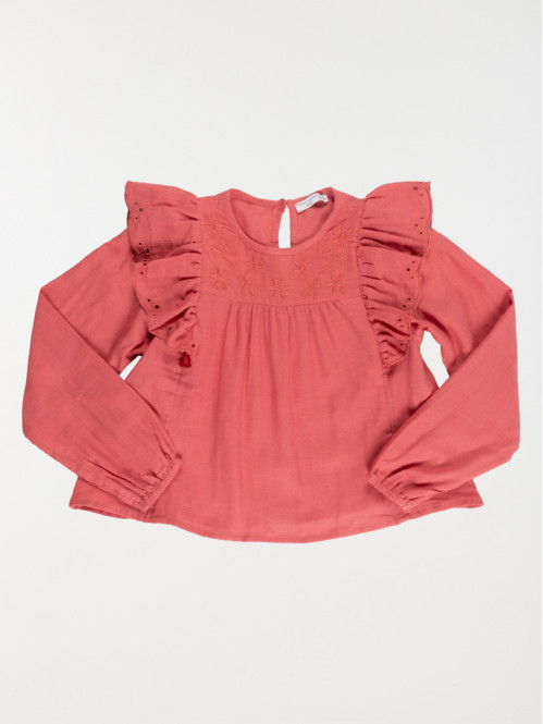 Blouse brodée fille baroque pink (3-12A)