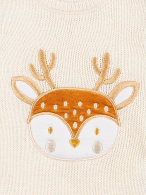 Pull fille motif cerf (3-36M)