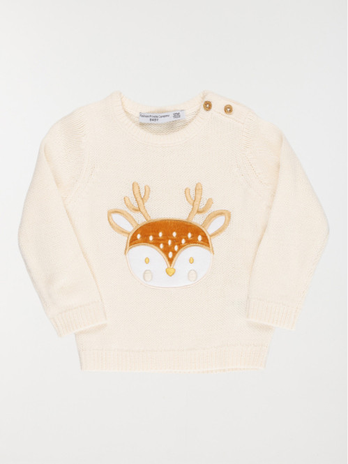Pull fille motif cerf (3-36M)