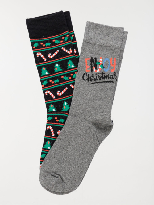 Lot 2 paires chaussettes de noël homme