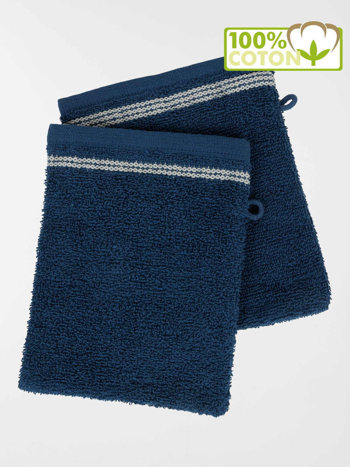 Lot de 2 gants de toilette bleu 15x21 cm