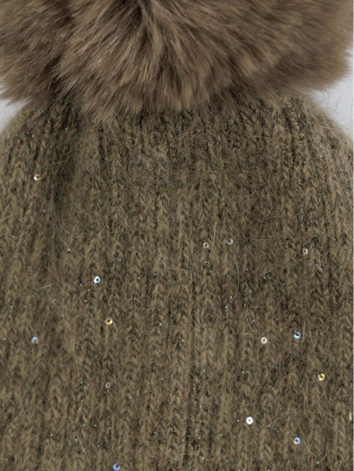 Bonnet sequins urban kaki...