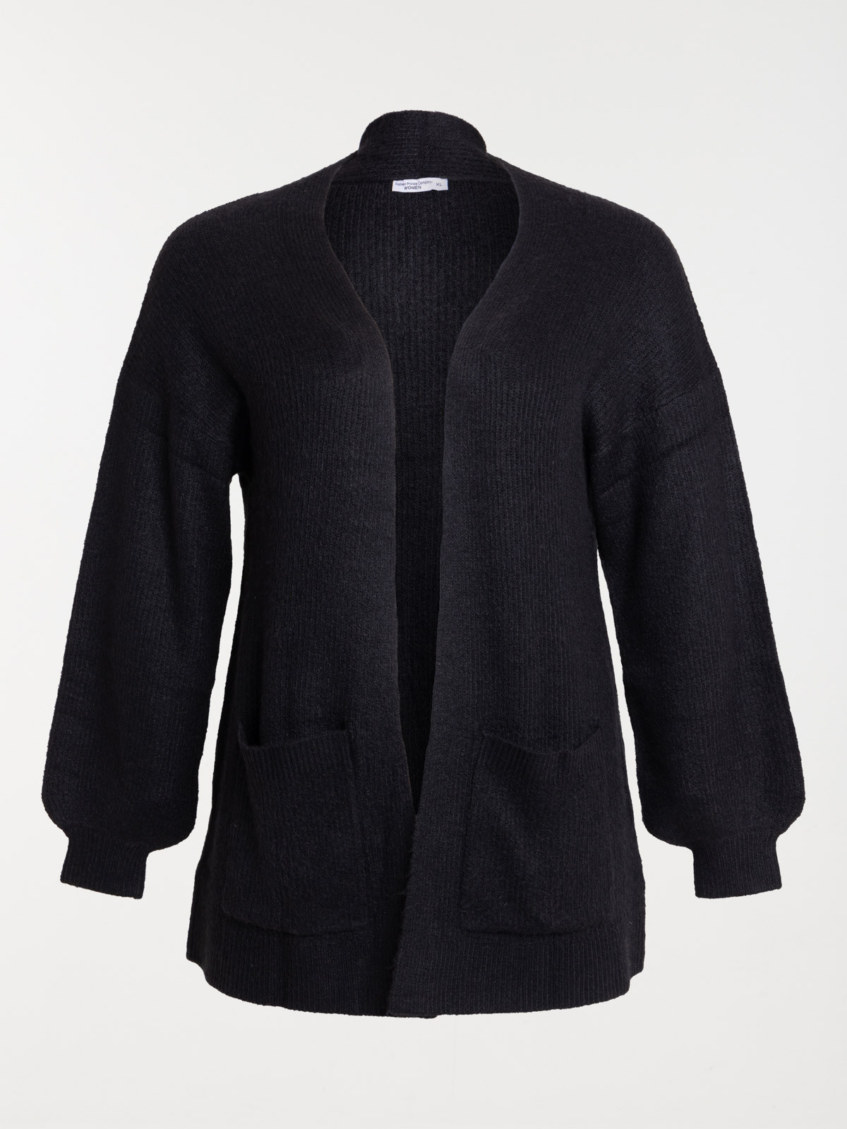 Gilet ouvert noir grande taille femme