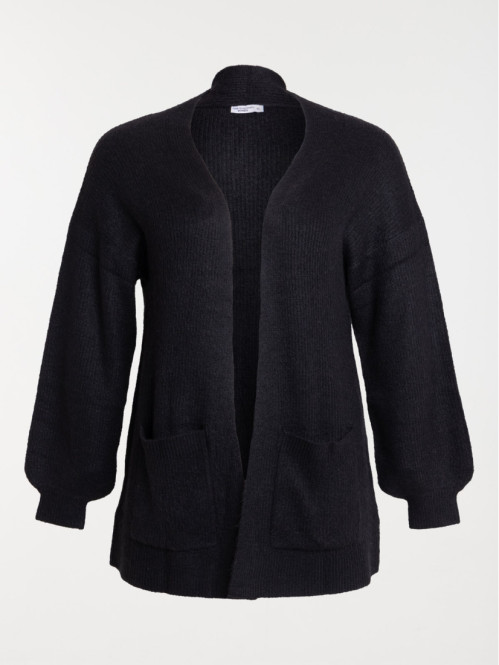 Gilet ouvert noir grande taille femme