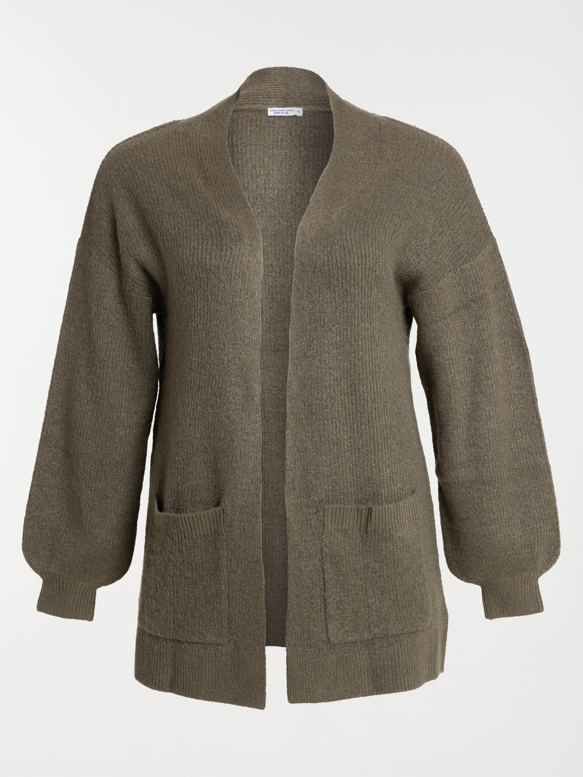 Gilet ouvert kaki grande taille femme