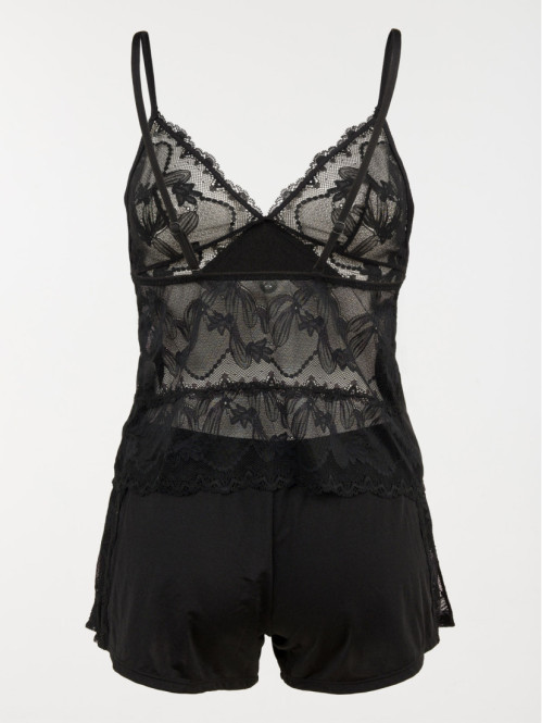 Pyjashort dentelle noir femme